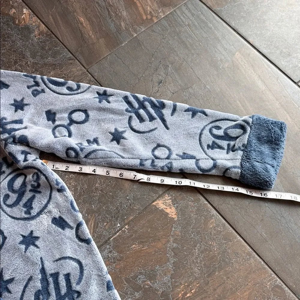 Harry Potter Hogwarts Hooded One-Piece Footie Pajamas - Blue and White Size L